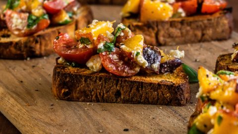 Bruschetta with Tomato and Peach