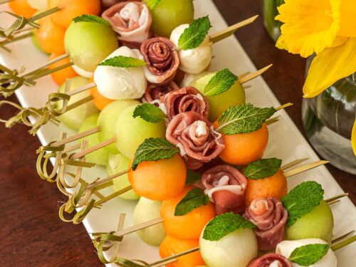 Melon Ball Skewers with Mint