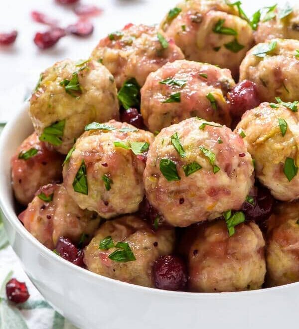 Turkey Meatballs with Cranberry Sauce