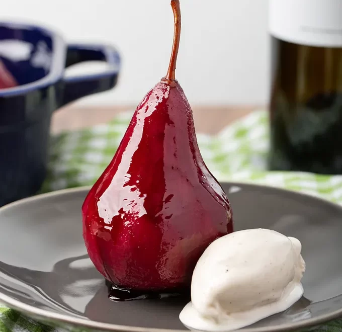 Poached Pears in Red Wine