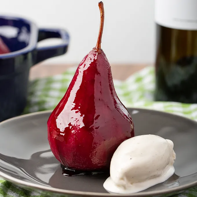 Poached Pears in Red Wine